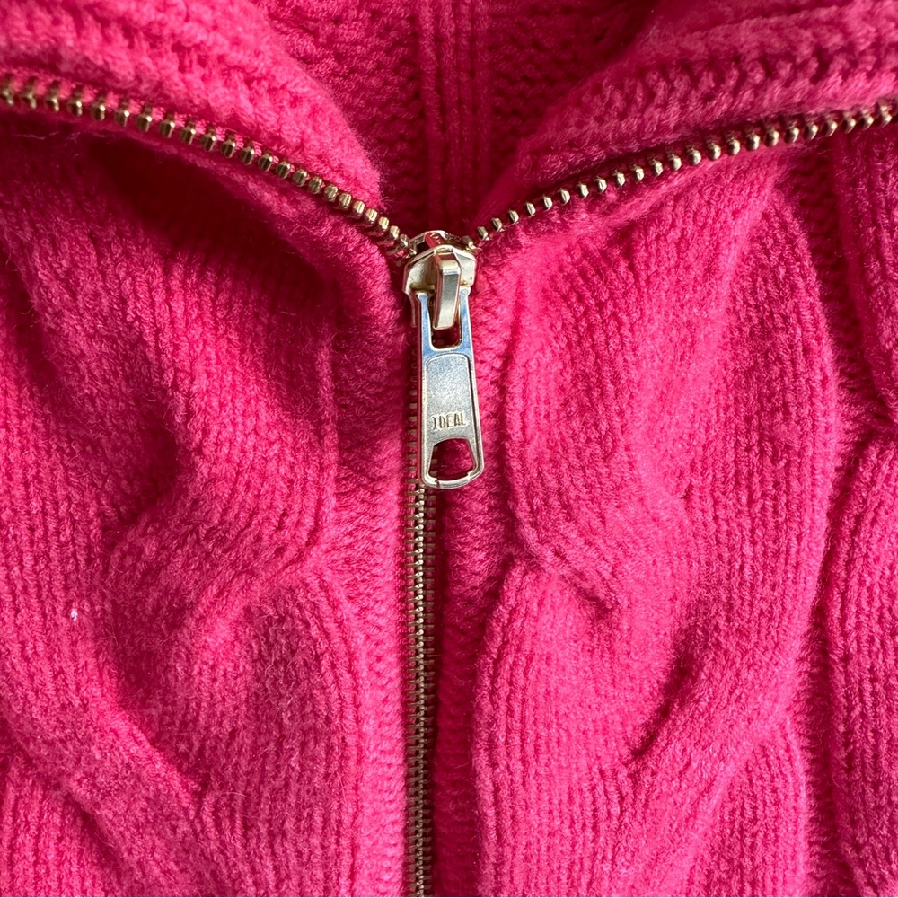 Talbots Pink Cable Knit Zip Collared Sweater Xl P… - image 2
